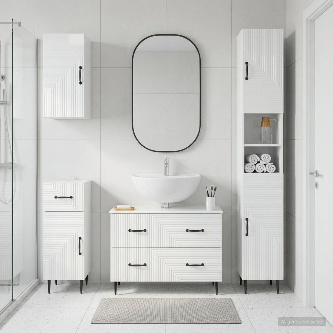 vidaXL Juego de armarios de baño de 4 piezas HAARLEM Blanco Brillante