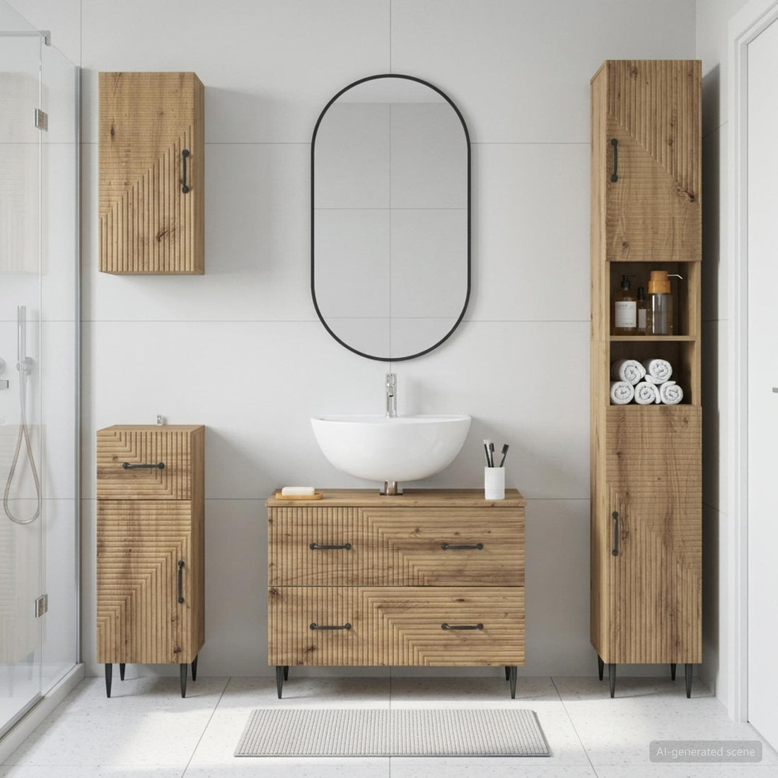 vidaXL Juego de armarios de baño de 4 piezas HAARLEM Roble artisan