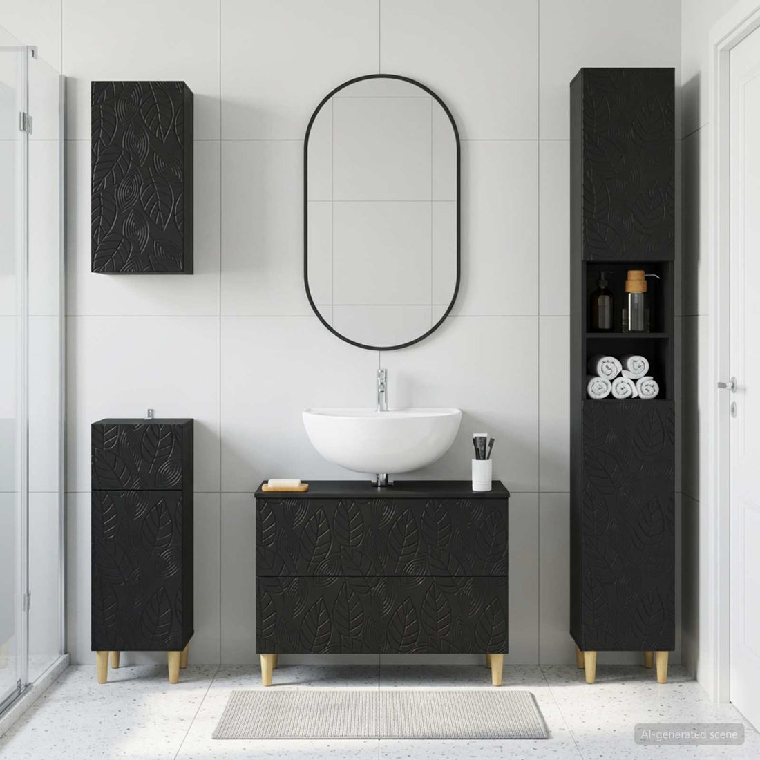 vidaXL Juego de armarios de baño de 4 piezas DELFT Negro