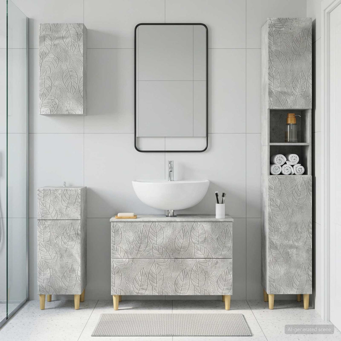 vidaXL Juego de armarios de baño de 4 piezas DELFT Gris Hormigón