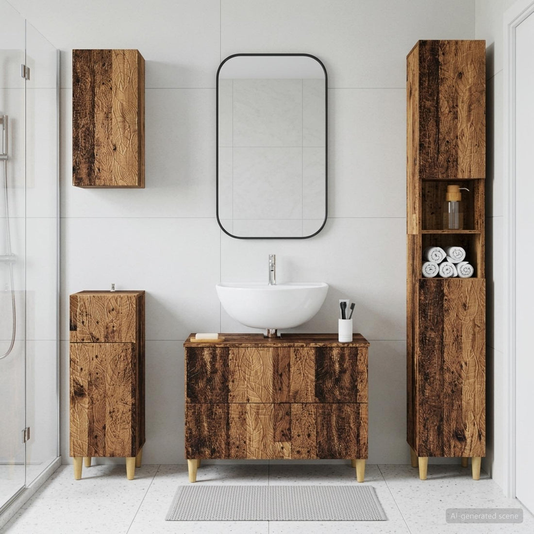 vidaXL Juego de armarios de baño de 4 piezas DELFT Madera envejecida