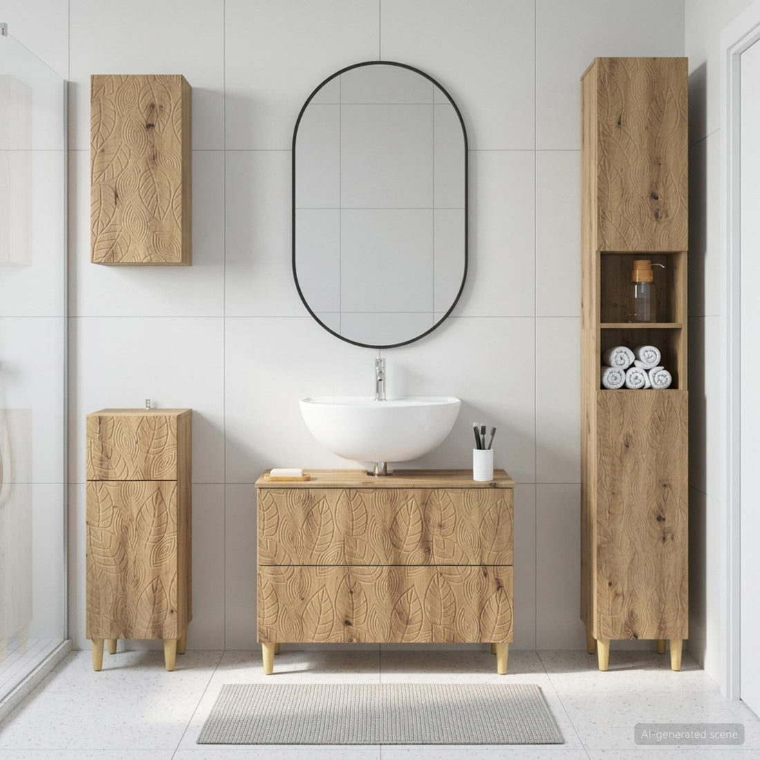 vidaXL Juego de armarios de baño de 4 piezas DELFT Roble artisan