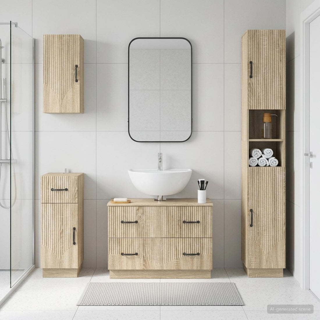 vidaXL Juego de armarios de baño de 4 piezas HOORN Roble Sonoma
