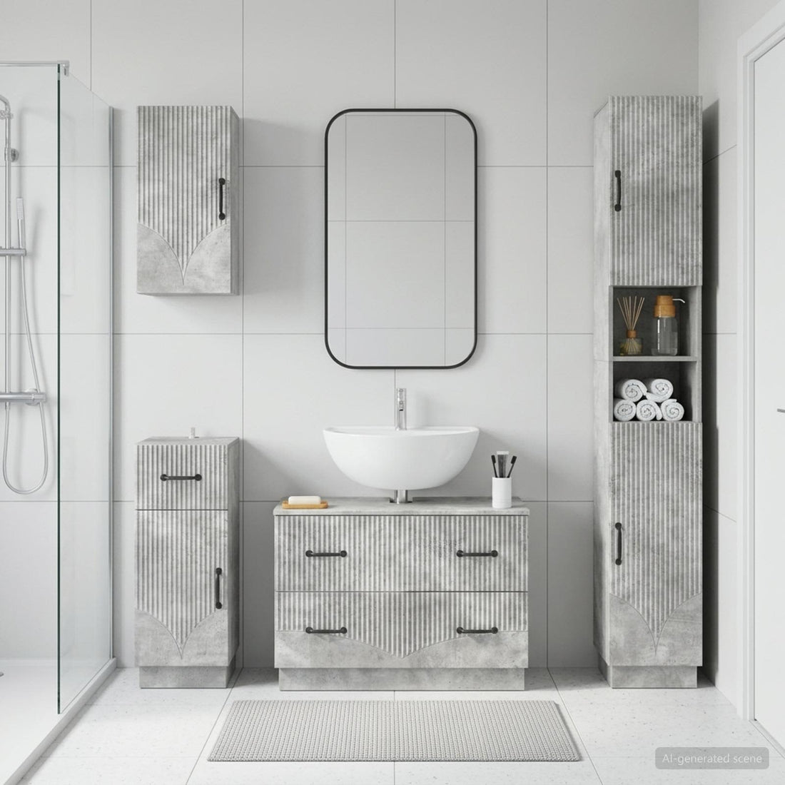 vidaXL Juego de armarios de baño de 4 piezas HOORN Gris Hormigón