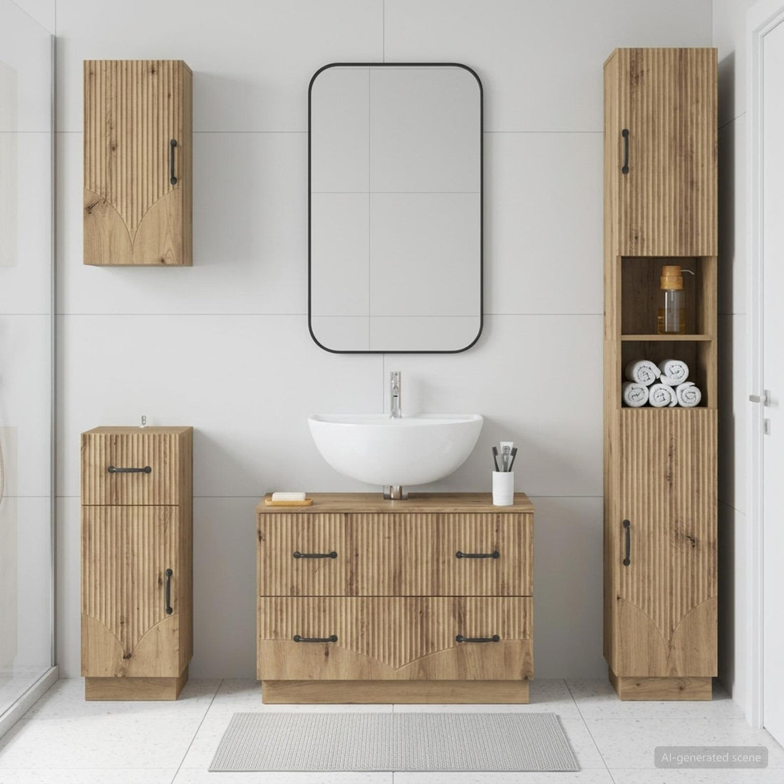 vidaXL Juego de armarios de baño de 4 piezas HOORN Roble artisan