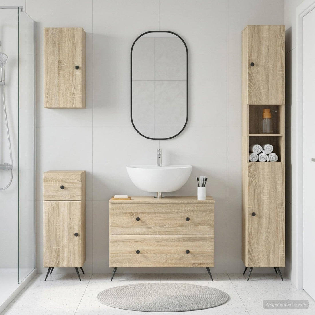 vidaXL Juego de armarios de baño de 4 piezas BREDA Roble Sonoma