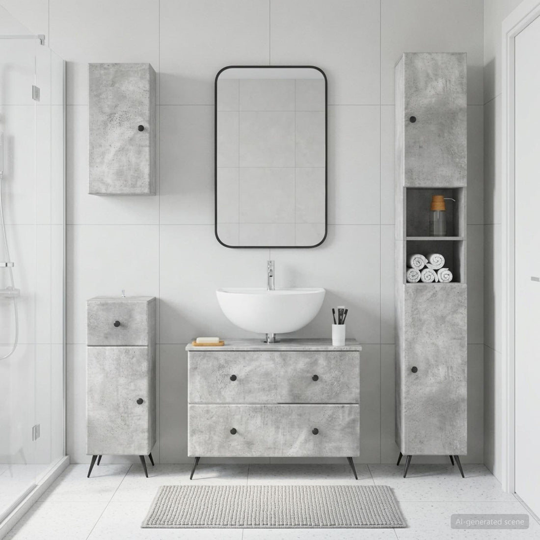 vidaXL Juego de armarios de baño de 4 piezas BREDA Gris Hormigón