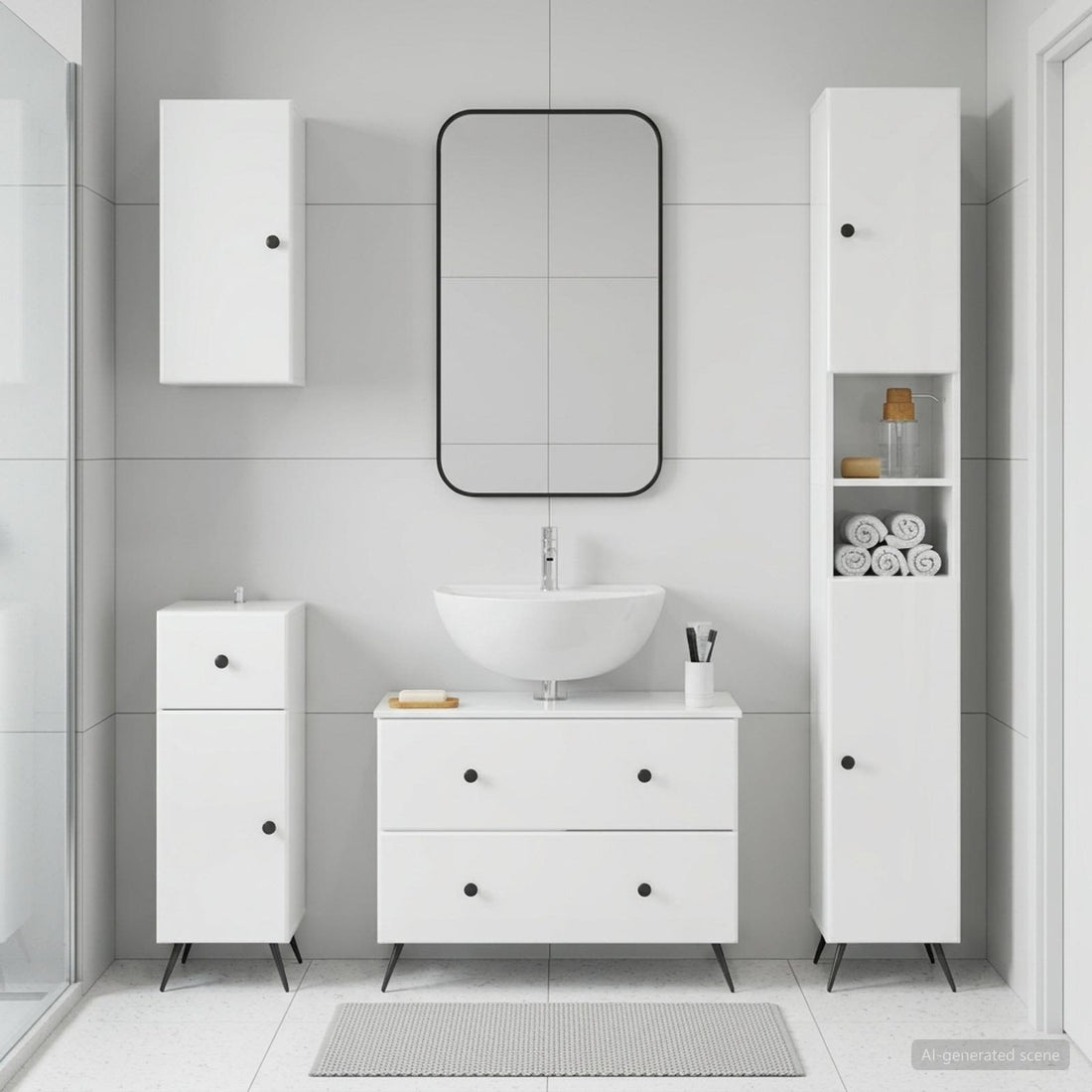 vidaXL Juego de armarios de baño de 4 piezas BREDA Blanco Brillante
