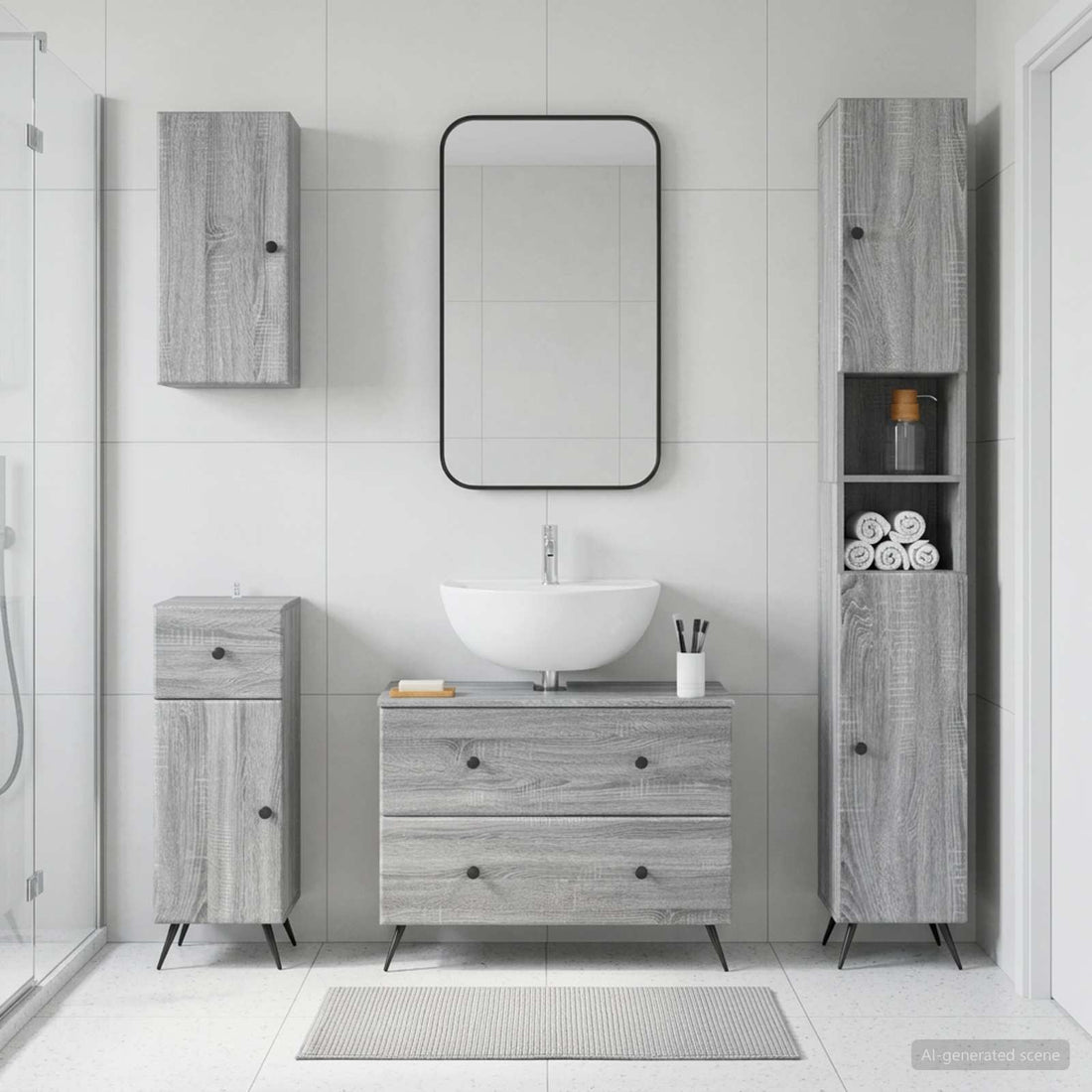 vidaXL Juego de armarios de baño de 4 piezas BREDA Sonoma gris
