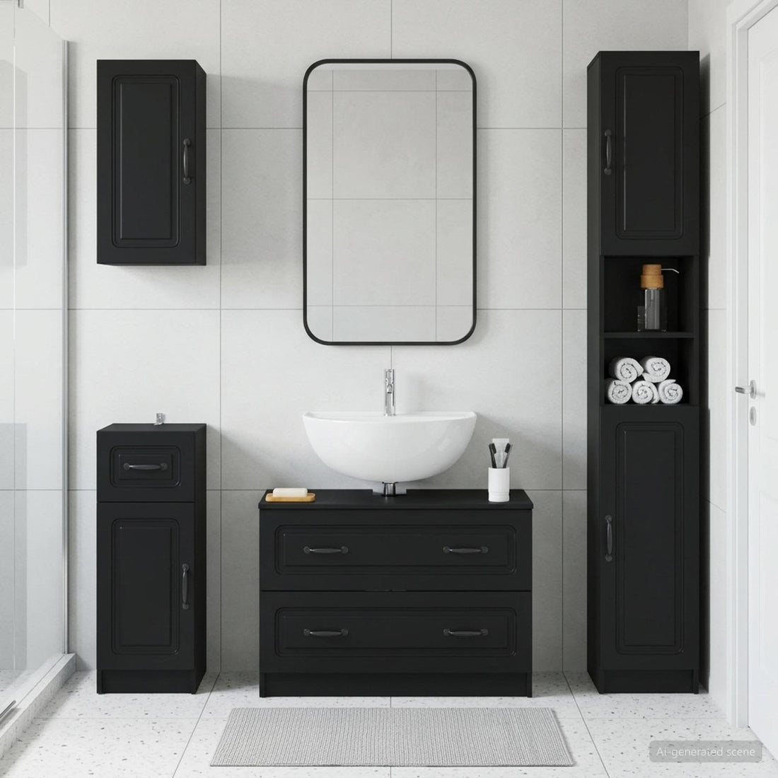 vidaXL Juego de armarios de baño de 4 piezas UTRECHT Negro