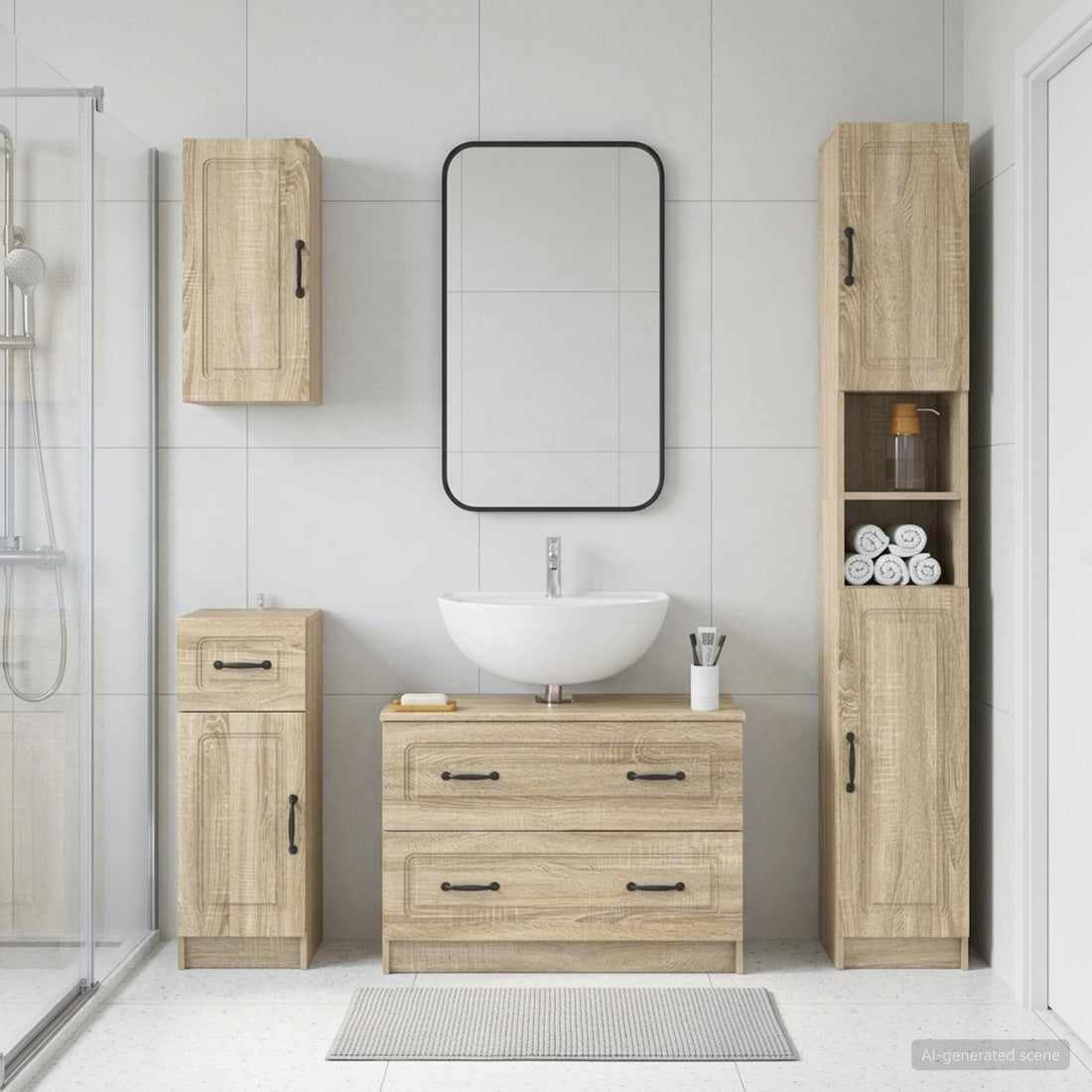 vidaXL Juego de armarios de baño de 4 piezas UTRECHT Roble Sonoma