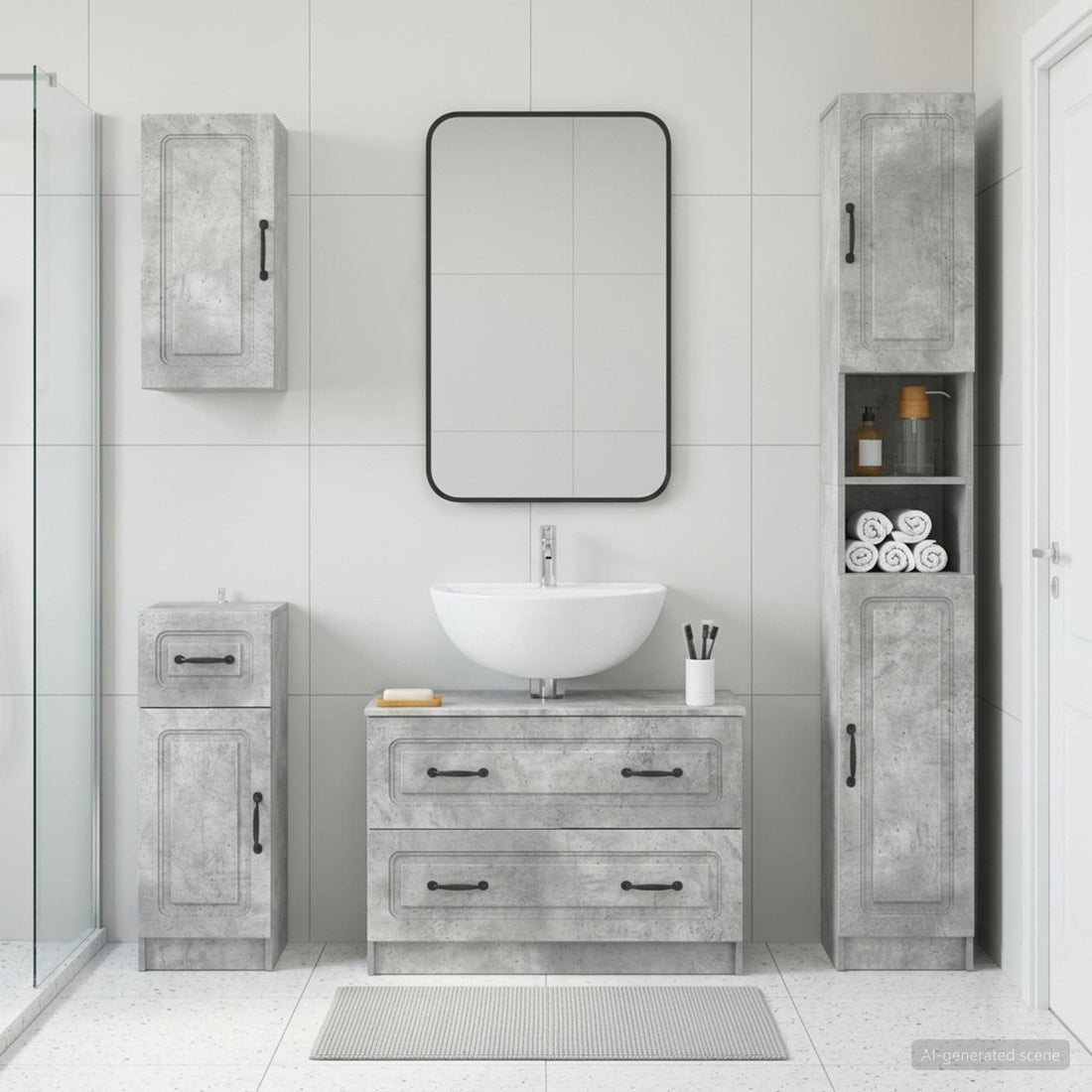 vidaXL Juego de armarios de baño de 4 piezas UTRECHT Gris Hormigón