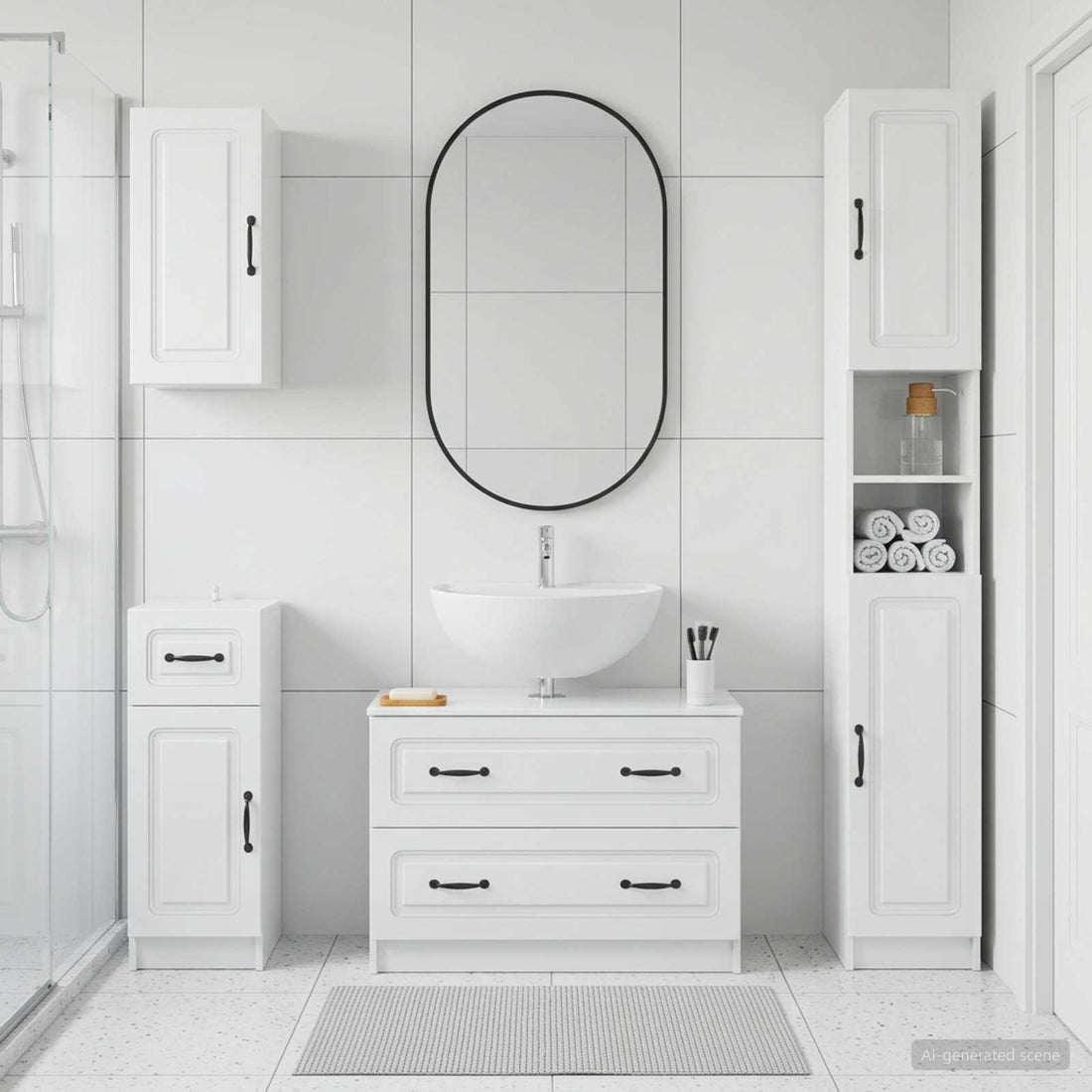 vidaXL Juego de armarios de baño de 4 piezas UTRECHT Blanco Brillante