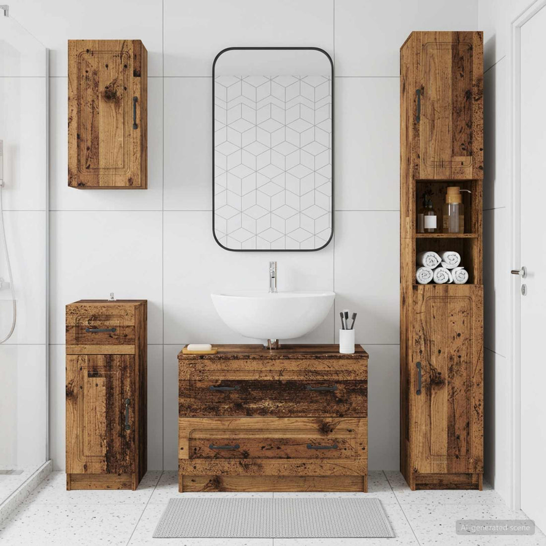 vidaXL Juego de armarios de baño de 4 piezas UTRECHT Madera envejecida