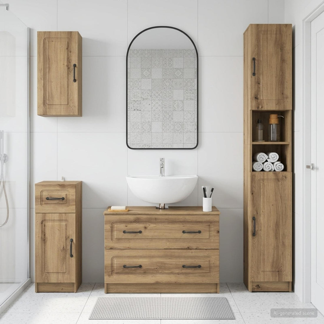 vidaXL Juego de armarios de baño de 4 piezas UTRECHT Roble artisan