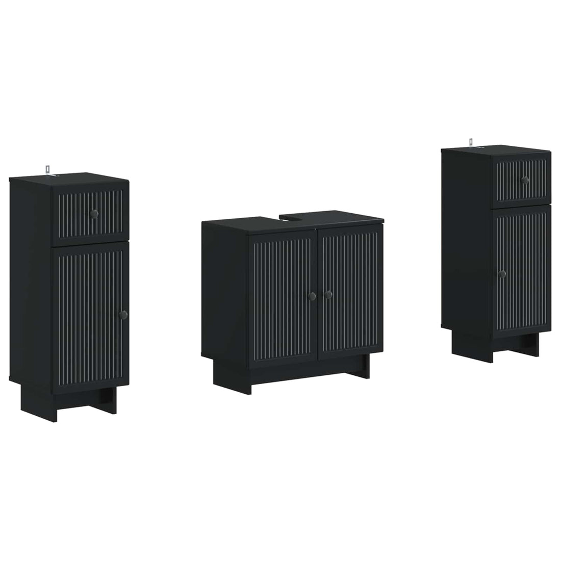 vidaXL Juego de armarios de baño de 3 piezas EDE Negro