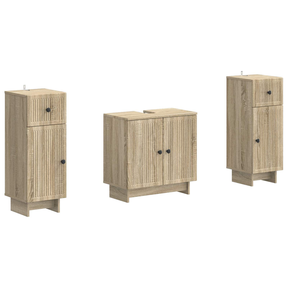 vidaXL Juego de armarios de baño de 3 piezas EDE Roble Sonoma