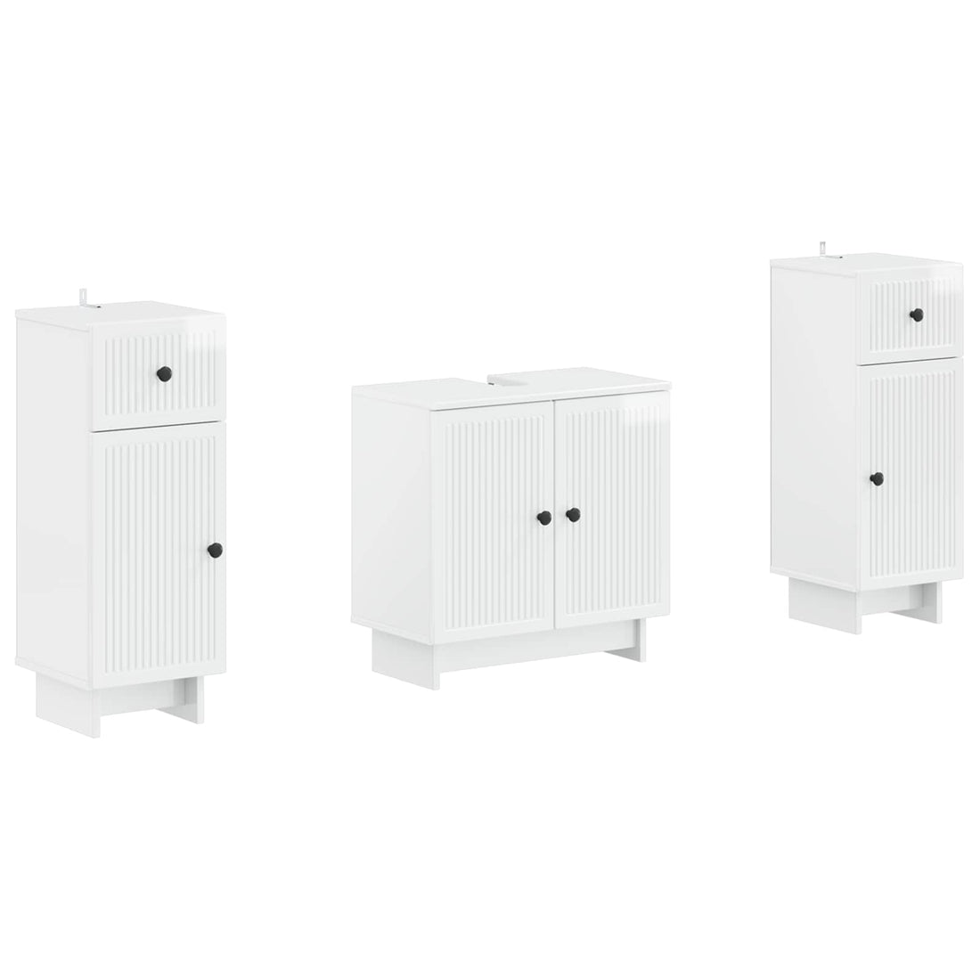 vidaXL Juego de armarios de baño de 3 piezas EDE Blanco Brillante