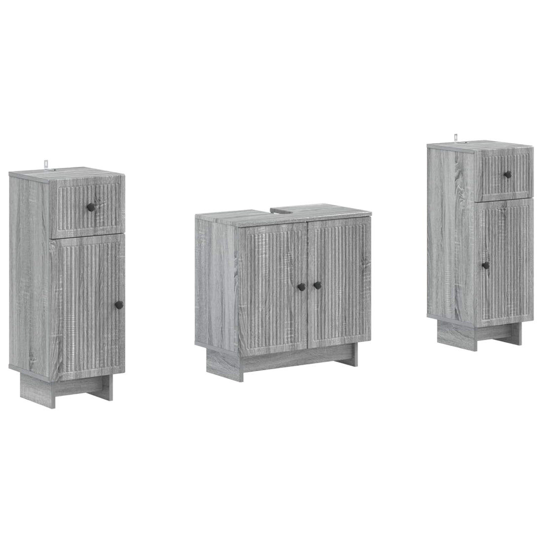 vidaXL Juego de armarios de baño de 3 piezas EDE Sonoma gris