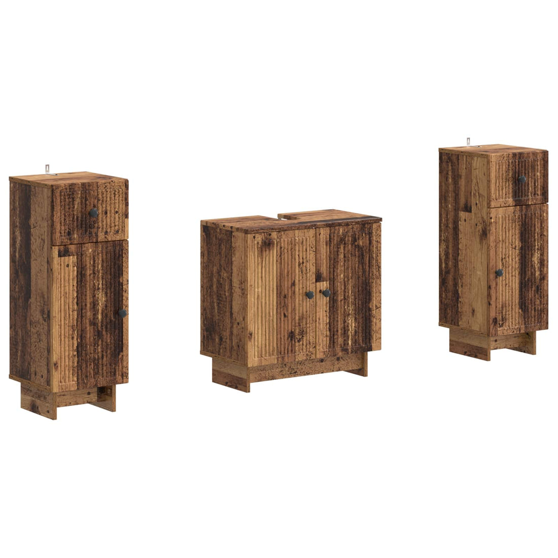vidaXL Juego de armarios de baño de 3 piezas EDE Madera envejecida