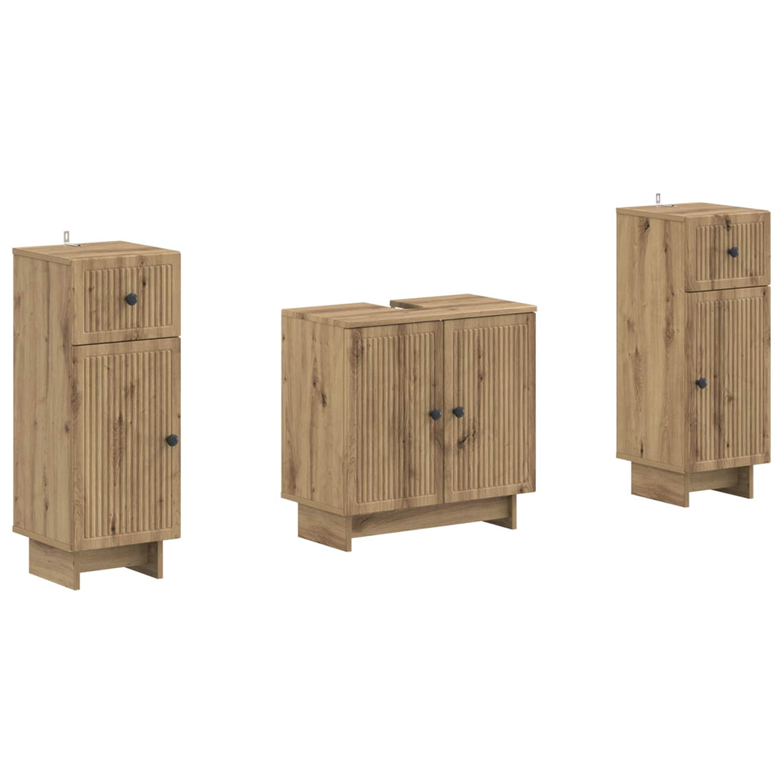 vidaXL Juego de armarios de baño de 3 piezas EDE Roble artisan