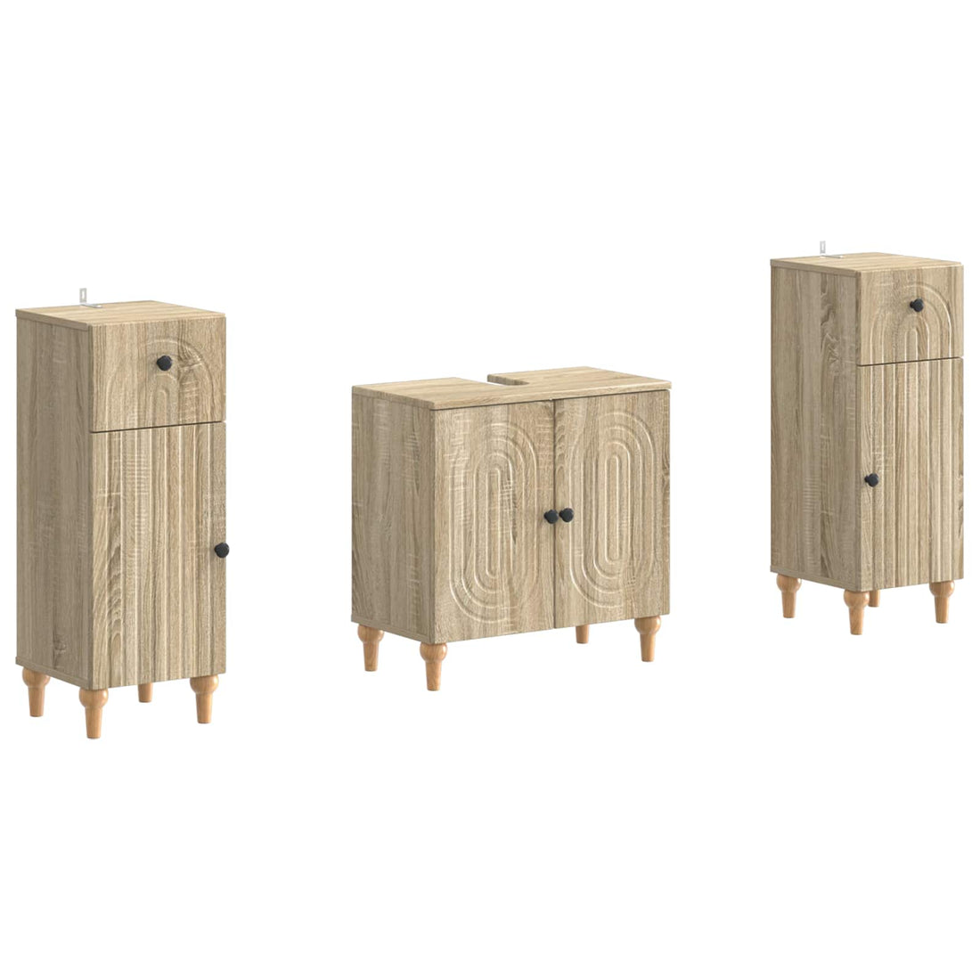vidaXL Juego de armarios de baño de 3 piezas ALKMAAR Roble Sonoma