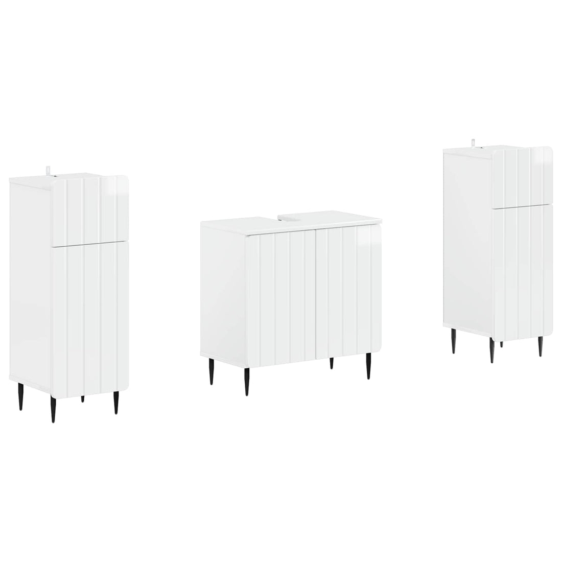vidaXL Juego de armarios de baño de 3 piezas ZWOLLE Blanco Brillante