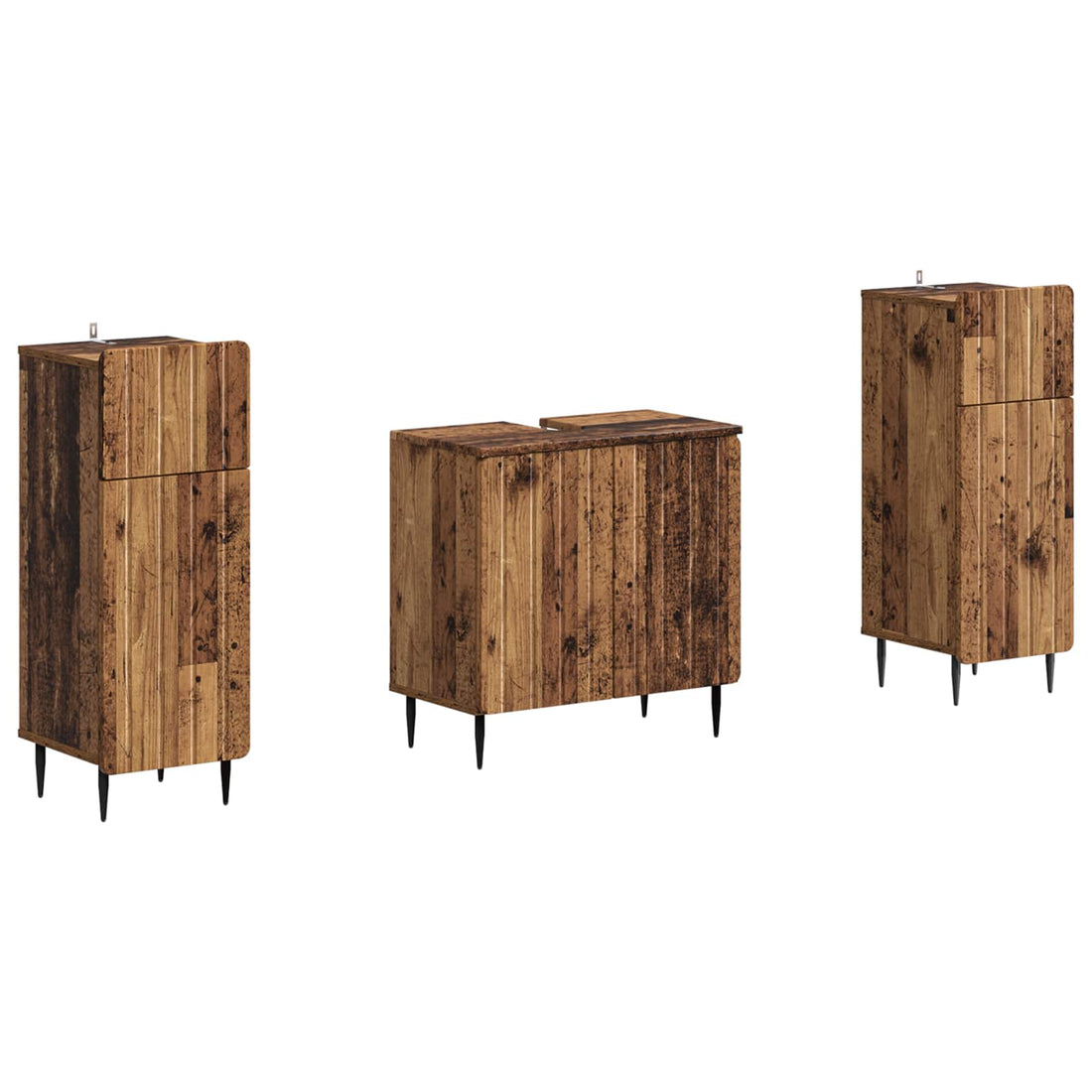 vidaXL Juego de armarios de baño de 3 piezas ZWOLLE Madera envejecida
