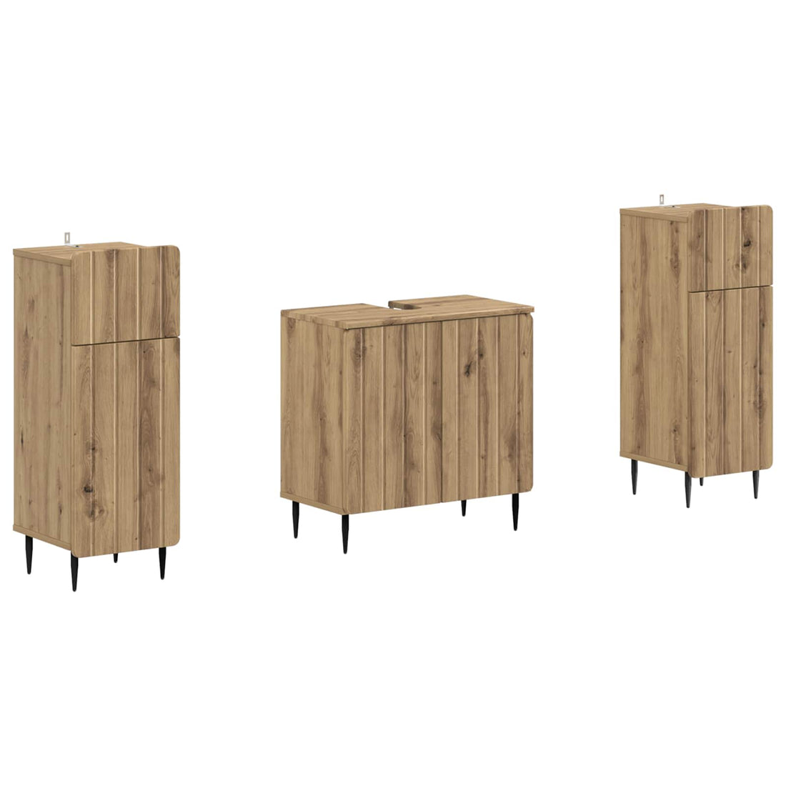 vidaXL Juego de armarios de baño de 3 piezas ZWOLLE Roble artisan