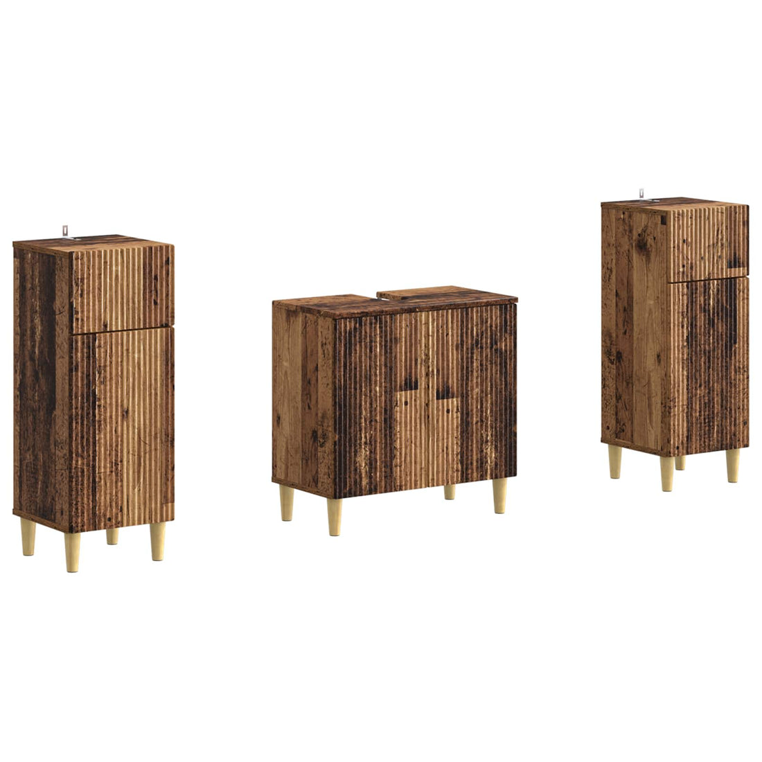 vidaXL Juego de armarios de baño de 3 piezas ARNHEM Madera envejecida