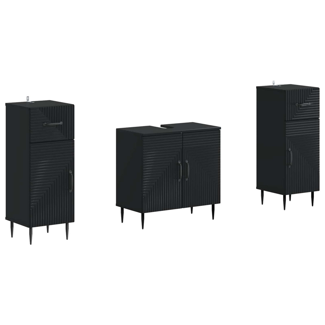 vidaXL Juego de armarios de baño de 3 piezas HAARLEM Negro