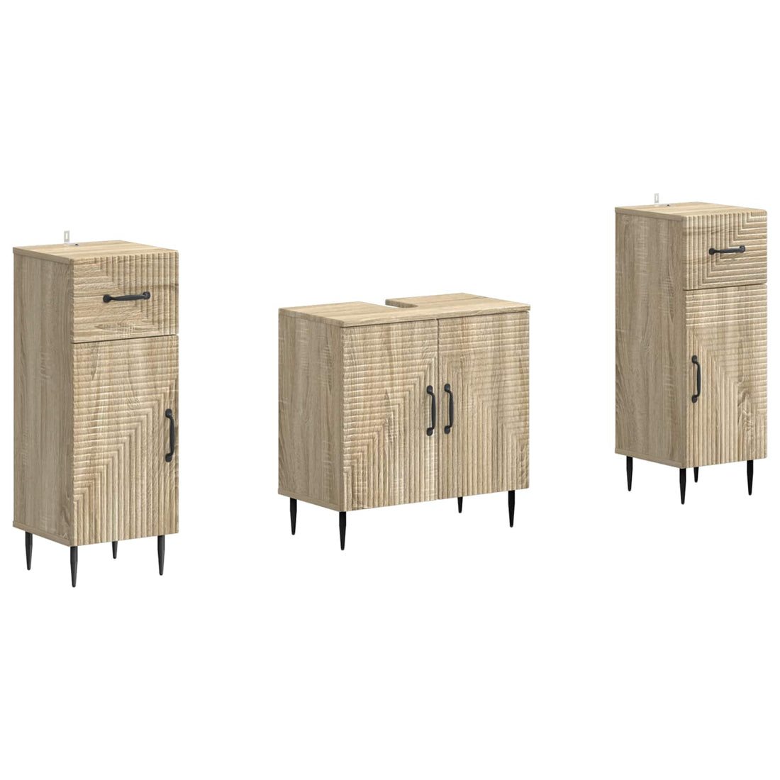 vidaXL Juego de armarios de baño de 3 piezas HAARLEM Roble Sonoma