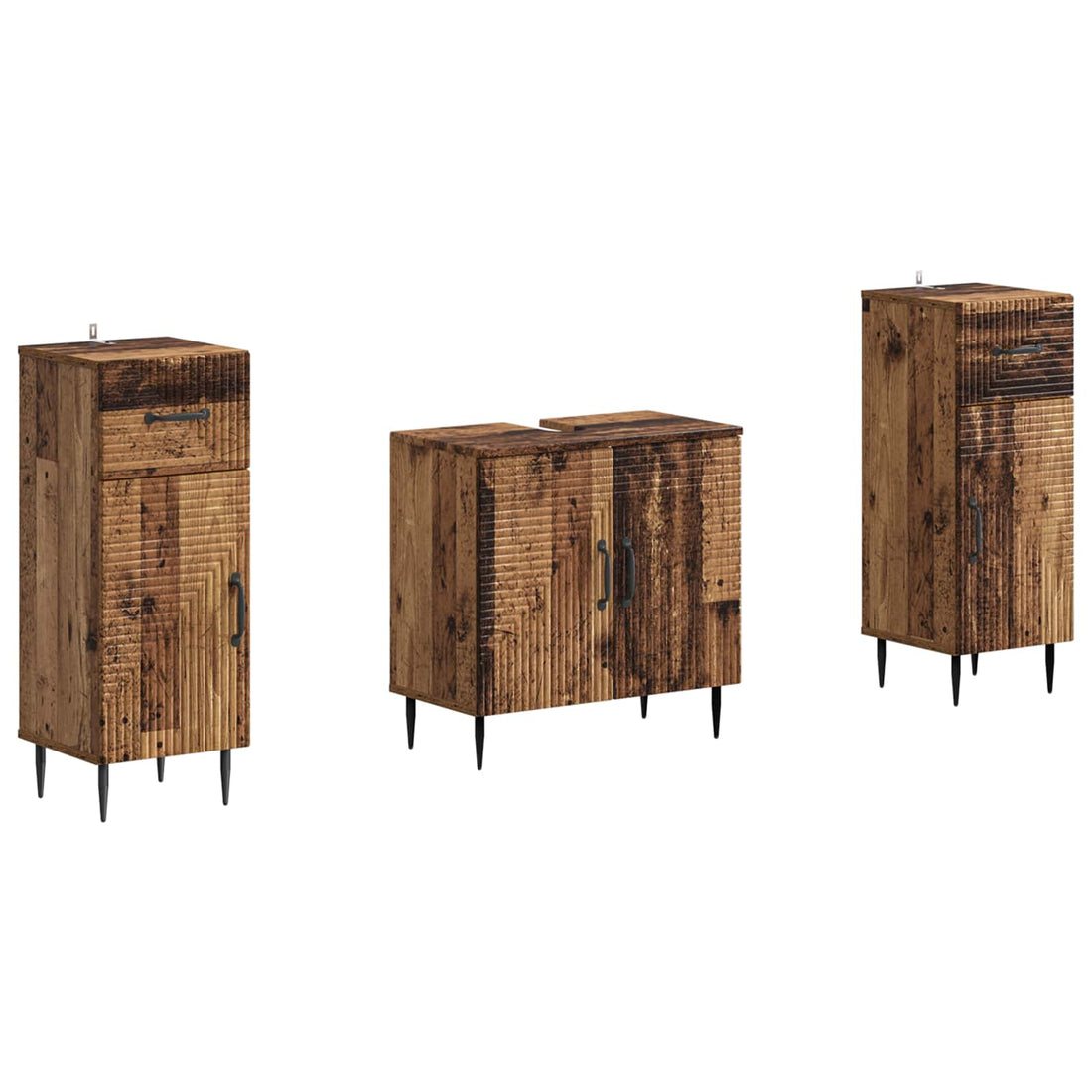 vidaXL Juego de armarios de baño de 3 piezas HAARLEM Madera envejecida