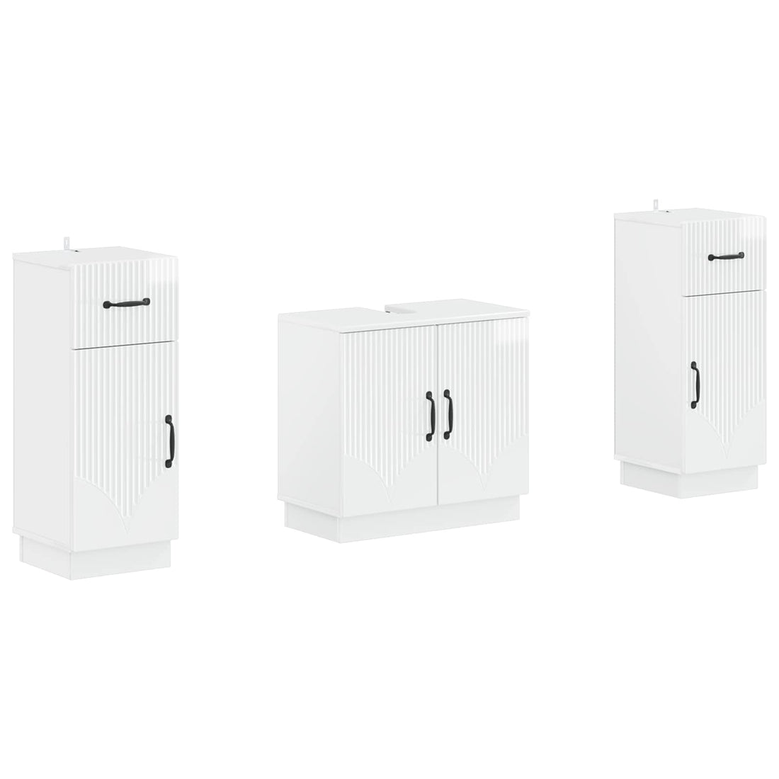 vidaXL Juego de armarios de baño de 3 piezas HOORN Blanco Brillante