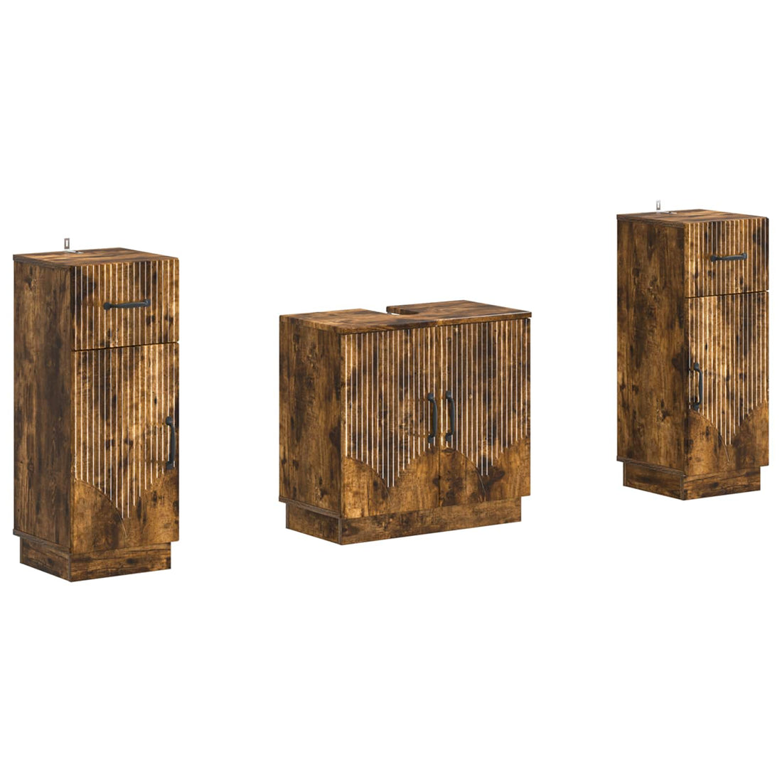 vidaXL Juego de armarios de baño de 3 piezas HOORN Roble Ahumado