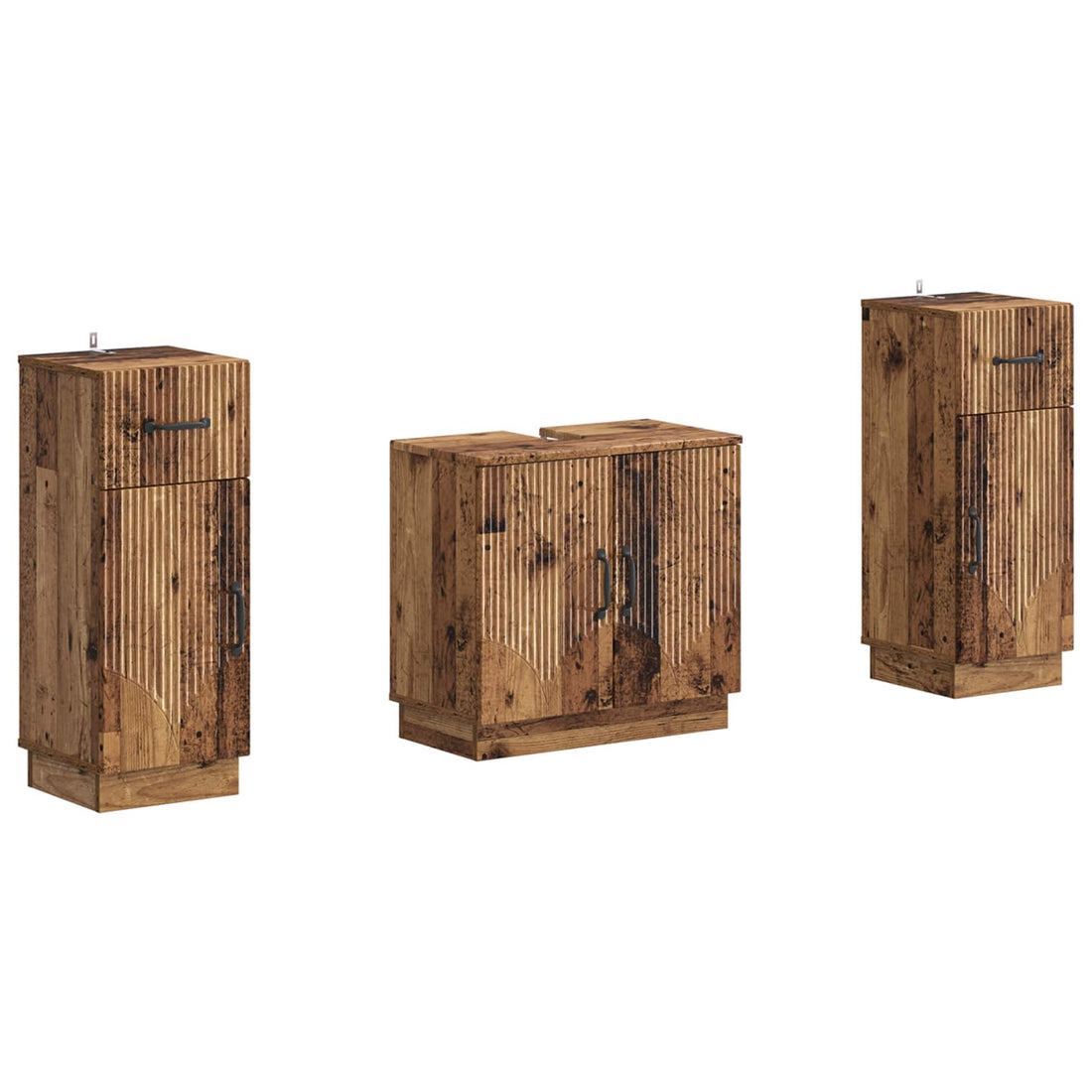 vidaXL Juego de armarios de baño de 3 piezas HOORN Madera envejecida