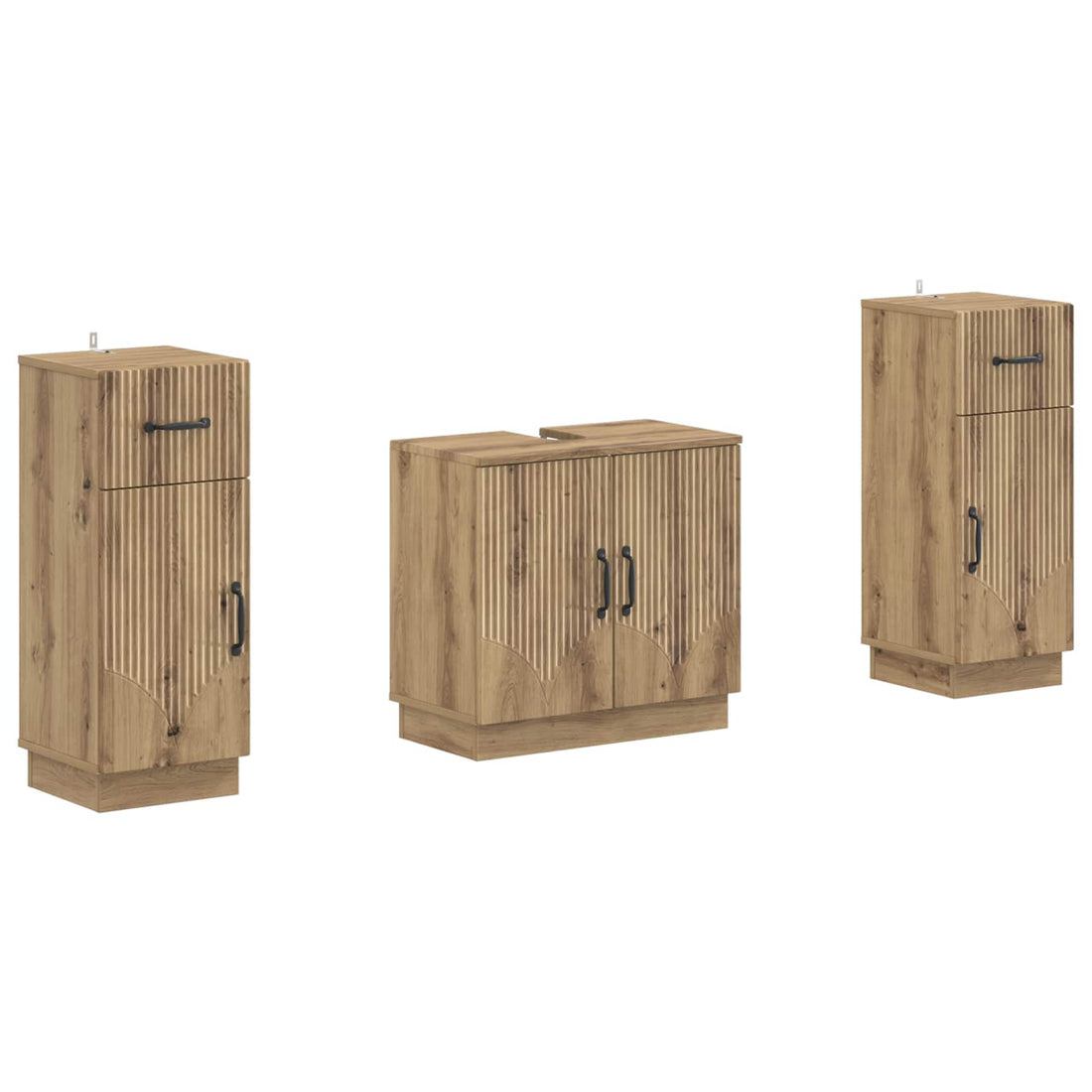 vidaXL Juego de armarios de baño de 3 piezas HOORN Roble artisan