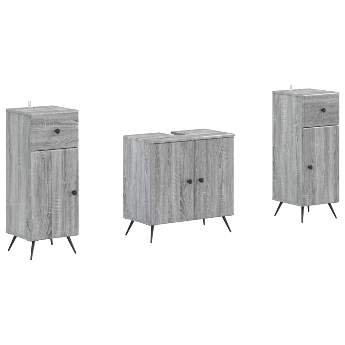 vidaXL Juego de armarios de baño de 3 piezas BREDA Sonoma gris