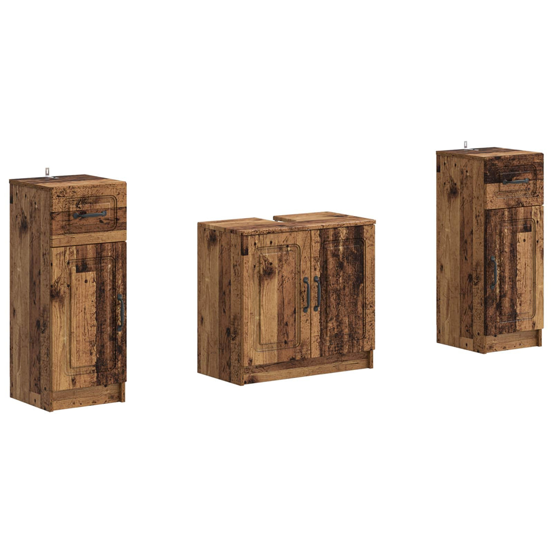 vidaXL Juego de armarios de baño de 3 piezas UTRECHT Madera envejecida