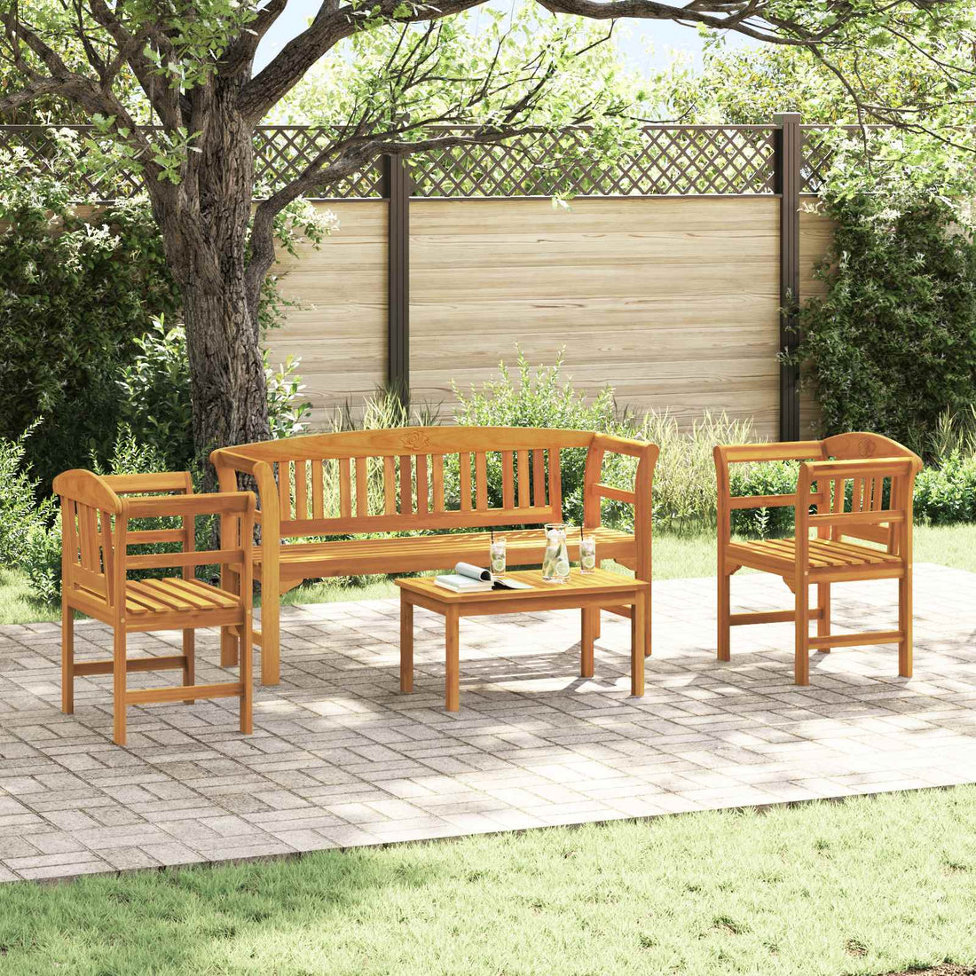 vidaXL Conjunto de salón Rosa del jardín 4 uds.