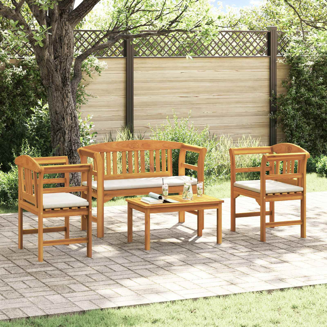 vidaXL Conjunto de salón Rosa del jardín 4 uds.