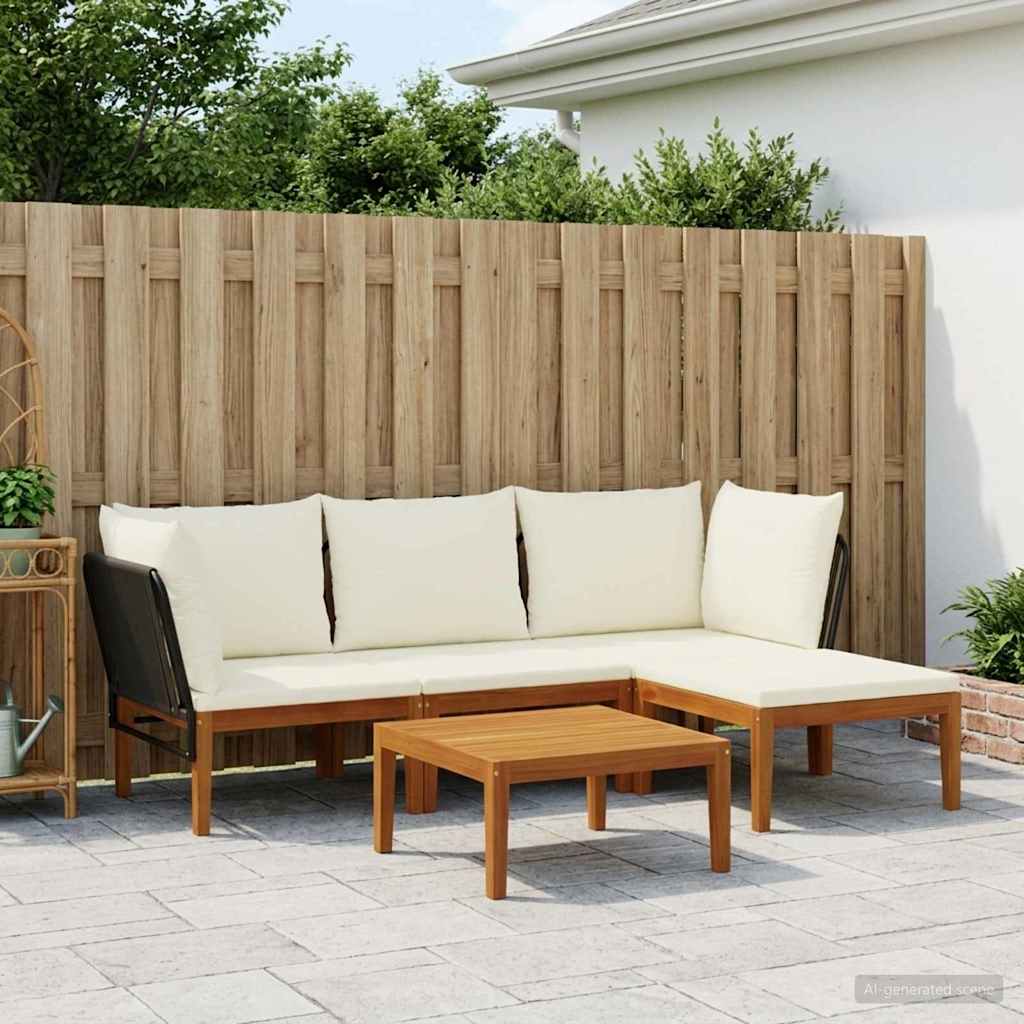 vidaXL 5 uds. Madera de Acacia Sólida y Cuerda Natural