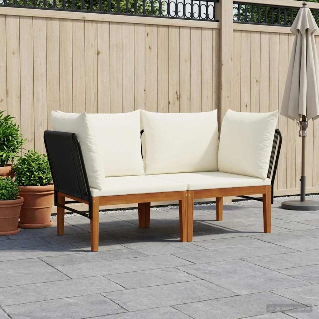 vidaXL 2 uds. Madera de Acacia Sólida y Cuerda Natural