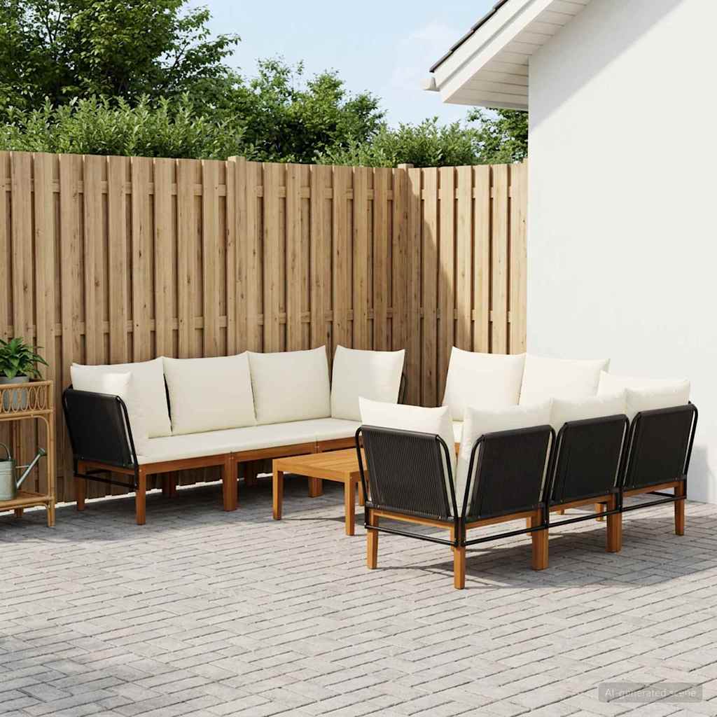vidaXL 9 uds. Madera de Acacia Sólida y Cuerda Natural
