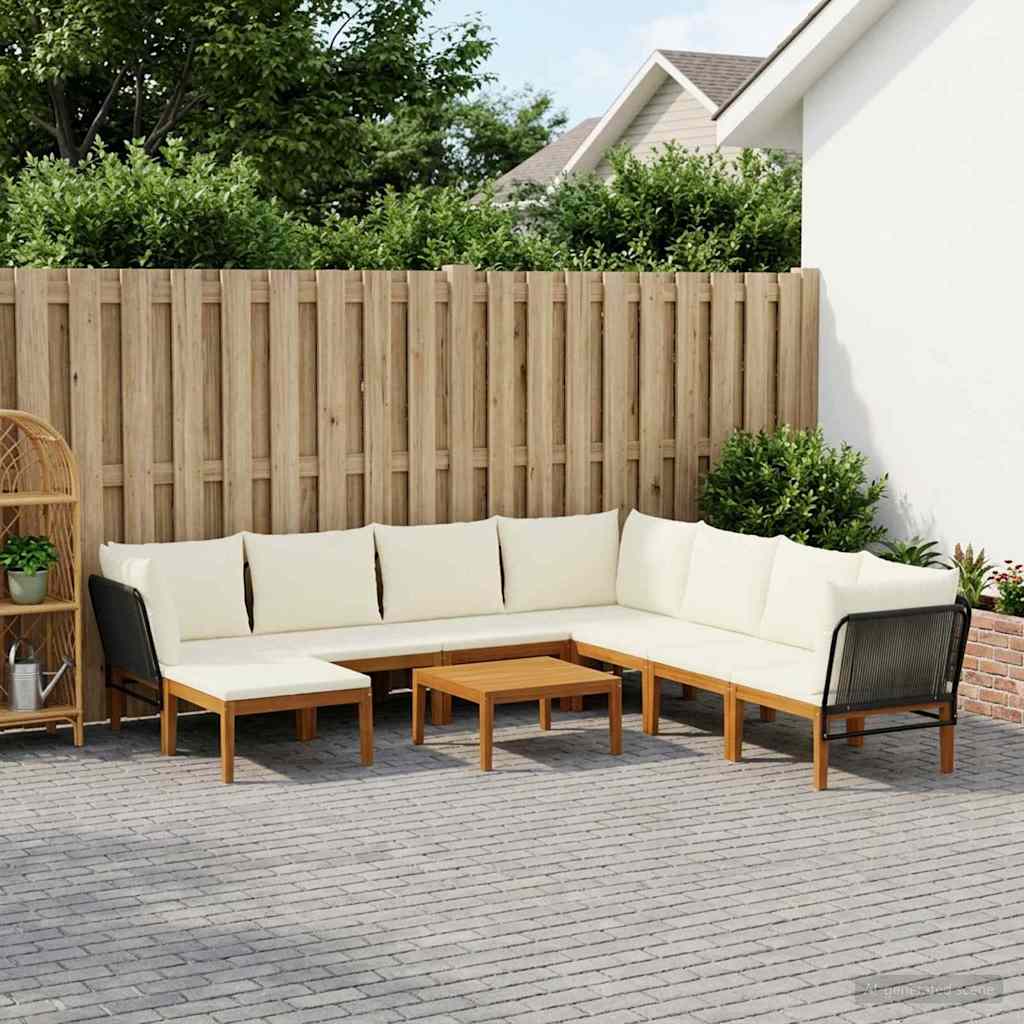 vidaXL 9 uds. Madera de Acacia Sólida y Cuerda Natural