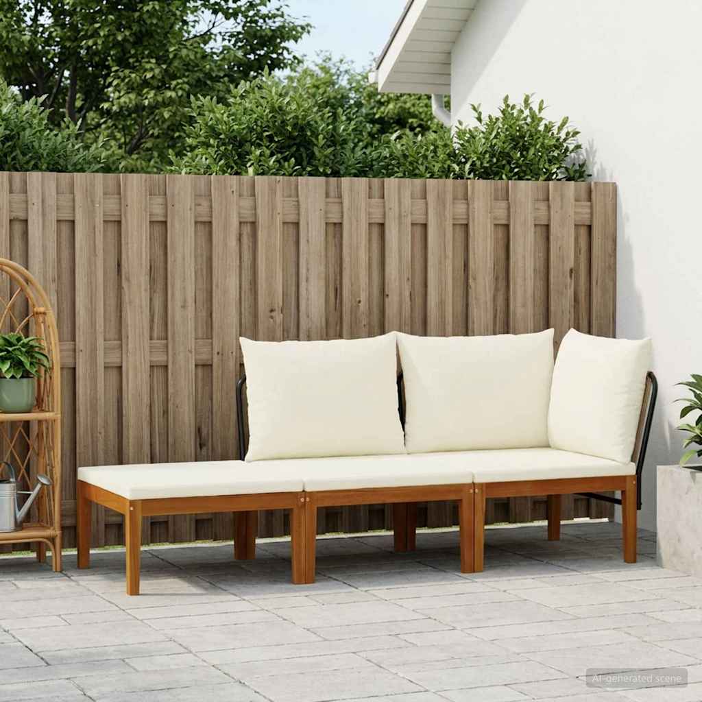 vidaXL 3 uds. Madera de Acacia Sólida y Cuerda Natural
