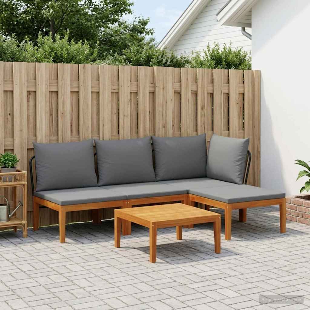 vidaXL 5 uds. Conjunto de Jardín con Cojines Natural