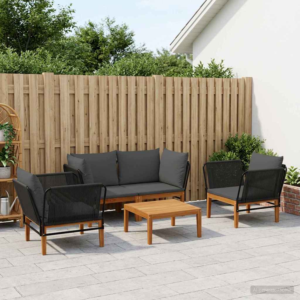 vidaXL 5 uds. Madera de Acacia Sólida y Cuerda Natural