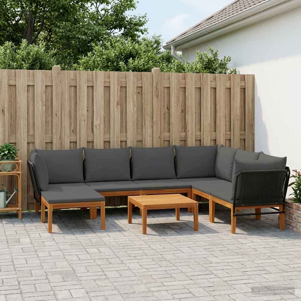 vidaXL 8 uds. Madera de Acacia Sólida y Cuerda Natural