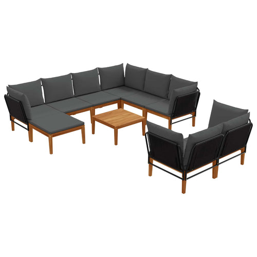 vidaXL 10 uds. Madera de Acacia Sólida y Cuerda Natural (2)